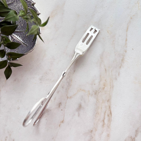 Argento Hane Asimetrik Çatallı Gümüş Kaplama İkram Maşası - 18cm