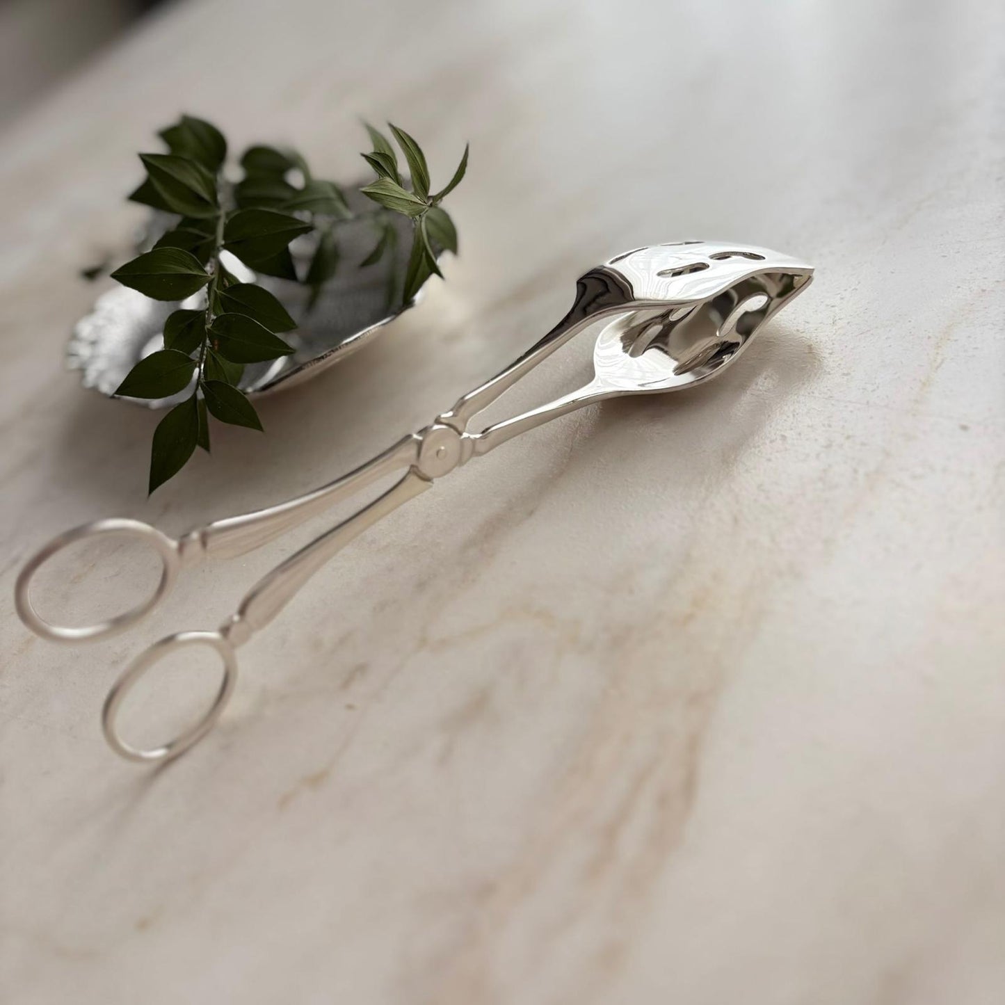 Argento Hane Vintage Ajurlu Gümüş Kaplama Servis Maşası - 20cm
