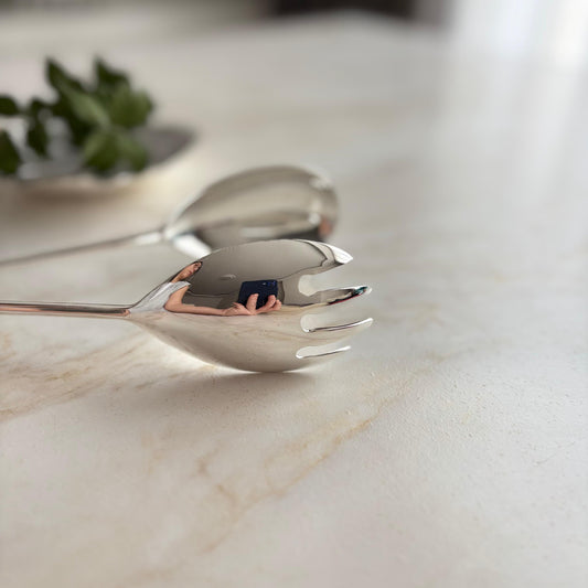 Argento Hane Asimetrik Kaşıklı Gümüş Kaplama Salata Maşası - 21cm