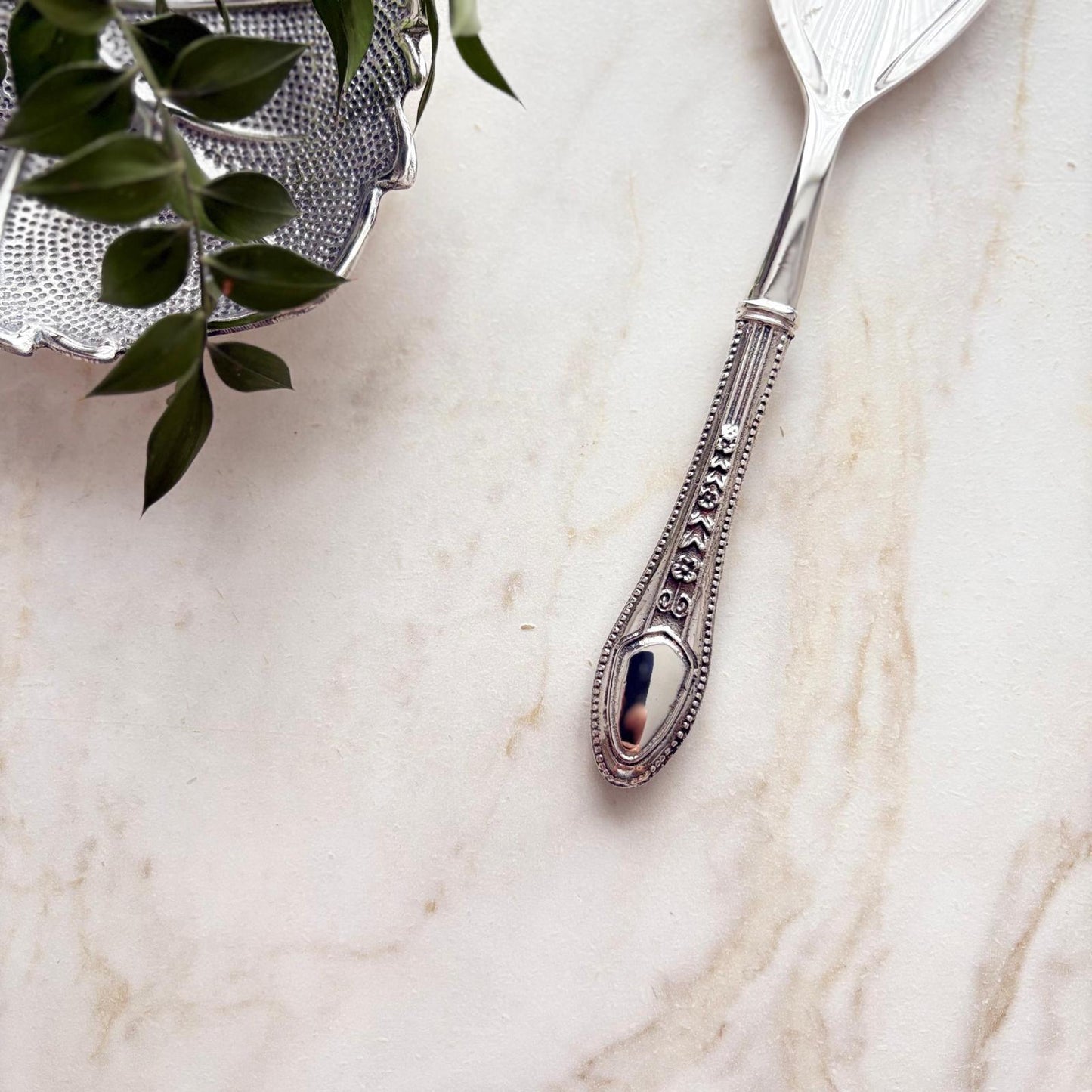 Argento Hane Heritage Motifli Gümüş Kaplama Servis Çatalı - 26cm