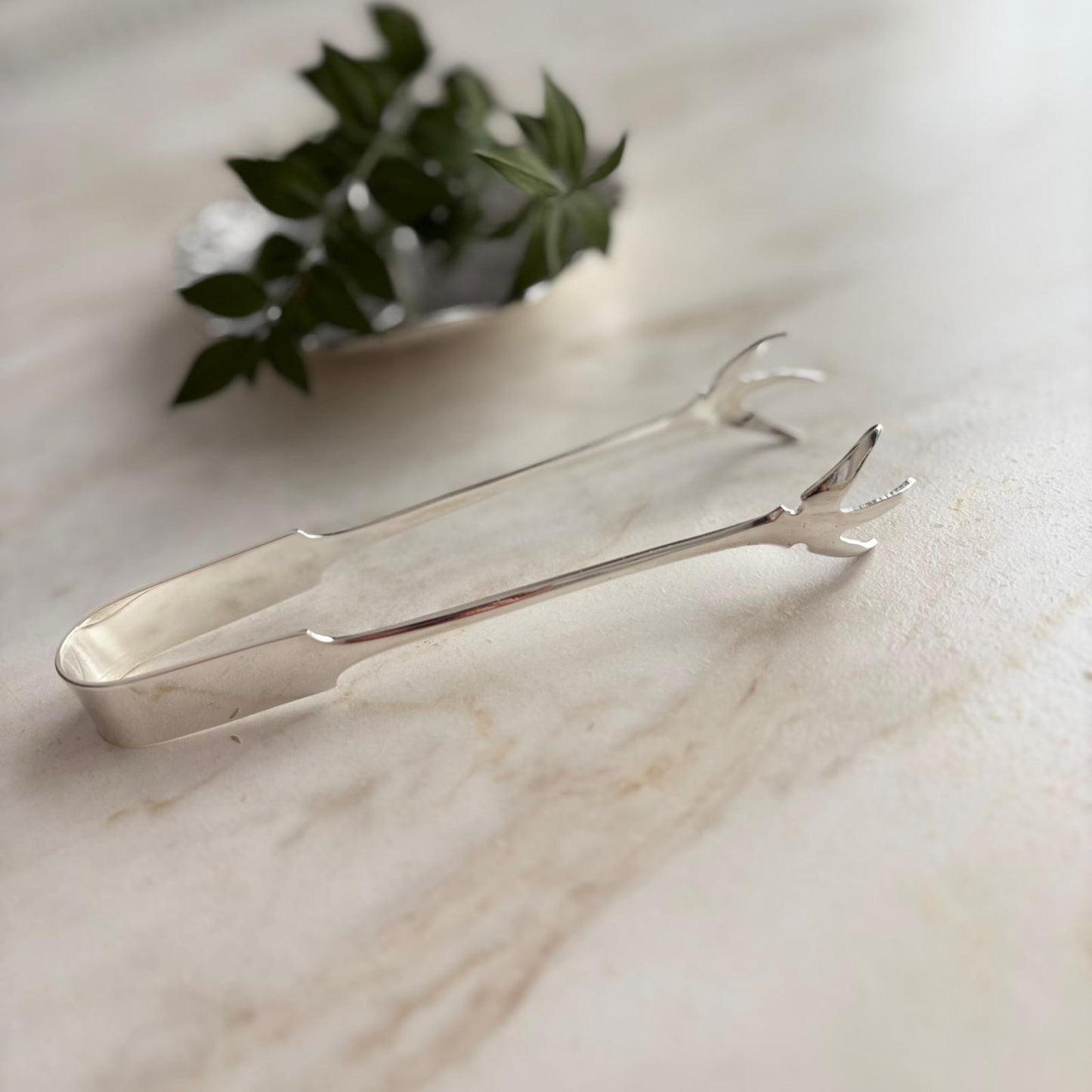 Argento Hane Pirinç Üzeri Has Gümüş Kaplama Pençe Uçlu Servis Maşası - 16 cm