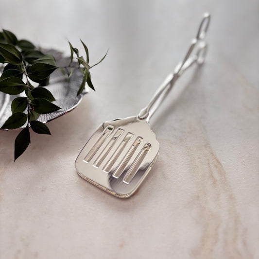Argento Hane Oluklu Gümüş Kaplama Spatula Maşası - 22cm