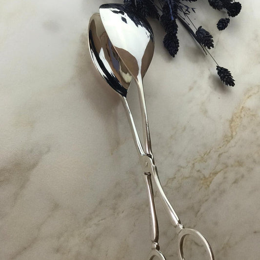 Argento Hane Oval Kaşıklı Gümüş Kaplama Salata Maşası - 25cm
