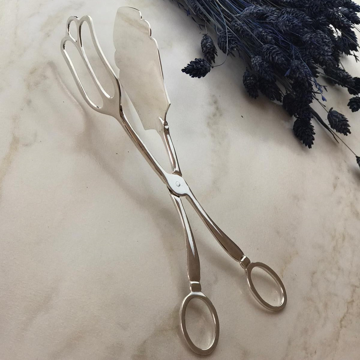 Argento Hane Vintage Detaylı Gümüş Kaplama İkram Maşası - 20cm
