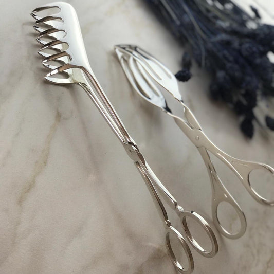 Argento Hane Sade Hatlı Gümüş Kaplama İkram Maşası - ( 19cm - 22cm )