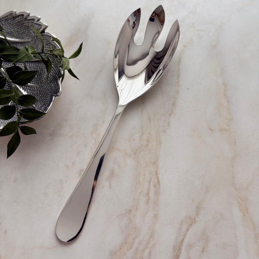 Argento Hane Sade Hatlı Gümüş Kaplama Salata Servis Kaşığı - 26cm