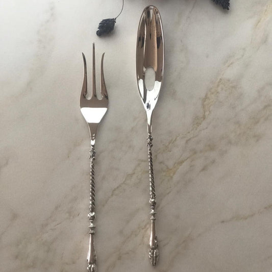 Argento Hane Burmalı Gümüş Kaplama Servis Seti - ( 21cm - 23cm )