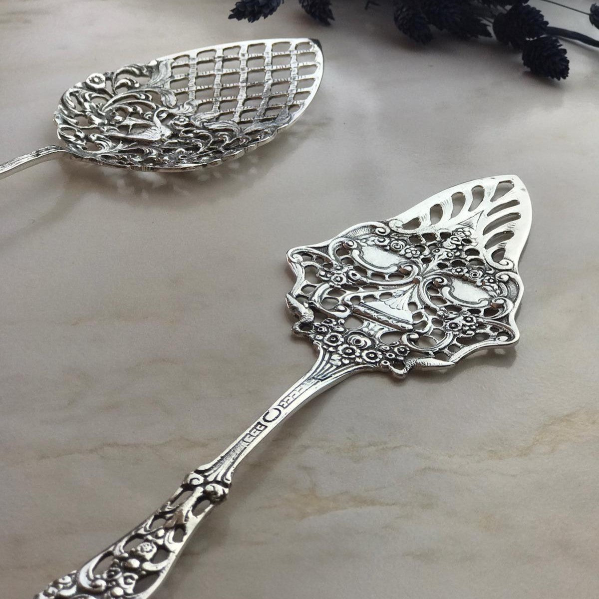 Argento Hane Kuş Motifli Gümüş Kaplama Pasta Spatulası - ( 20cm - 22cm )