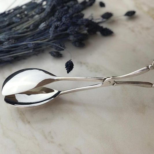 Argento Hane Oval Kaşıklı Gümüş Kaplama Salata Maşası - 25cm