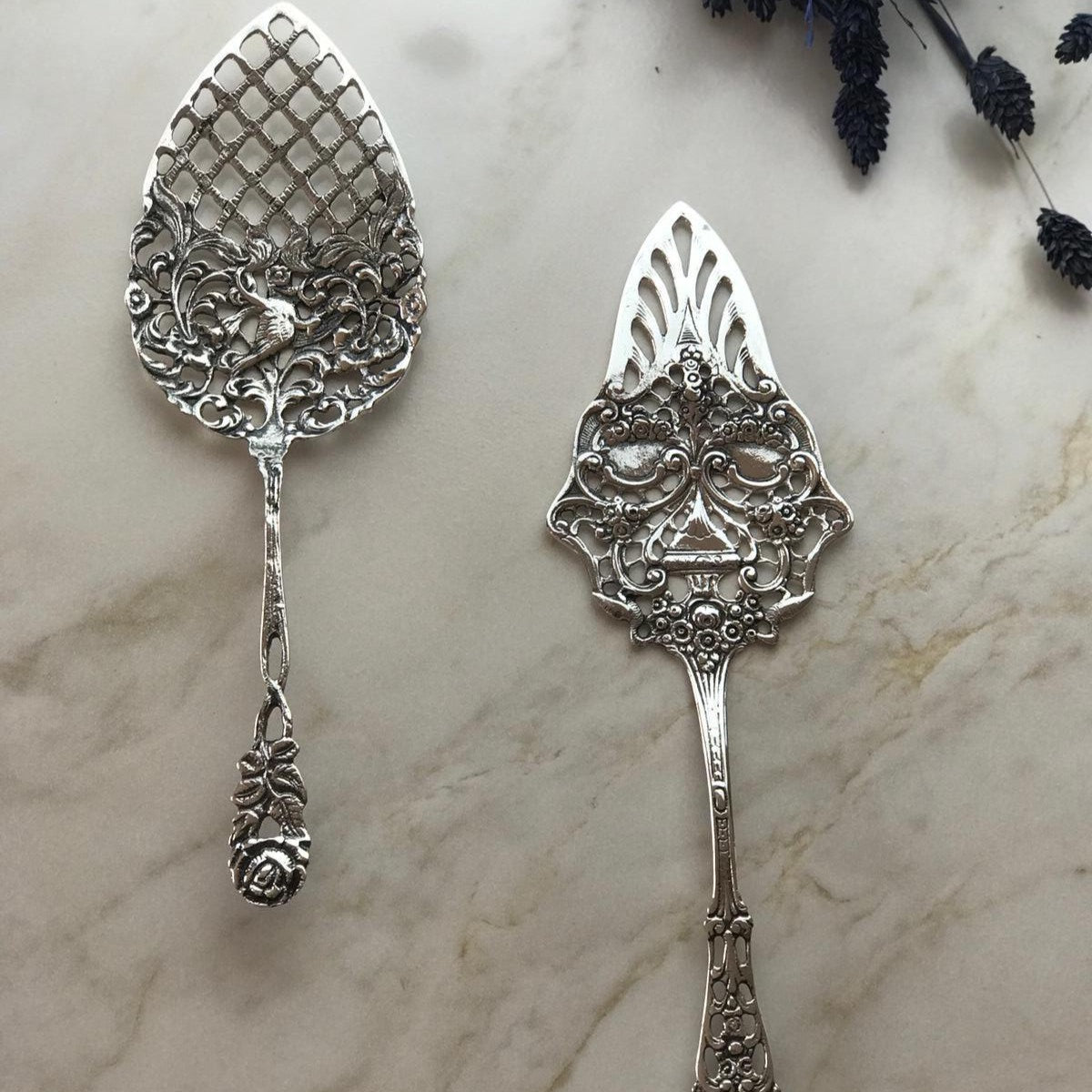 Argento Hane Kuş Motifli Gümüş Kaplama Pasta Spatulası - ( 20cm - 22cm )