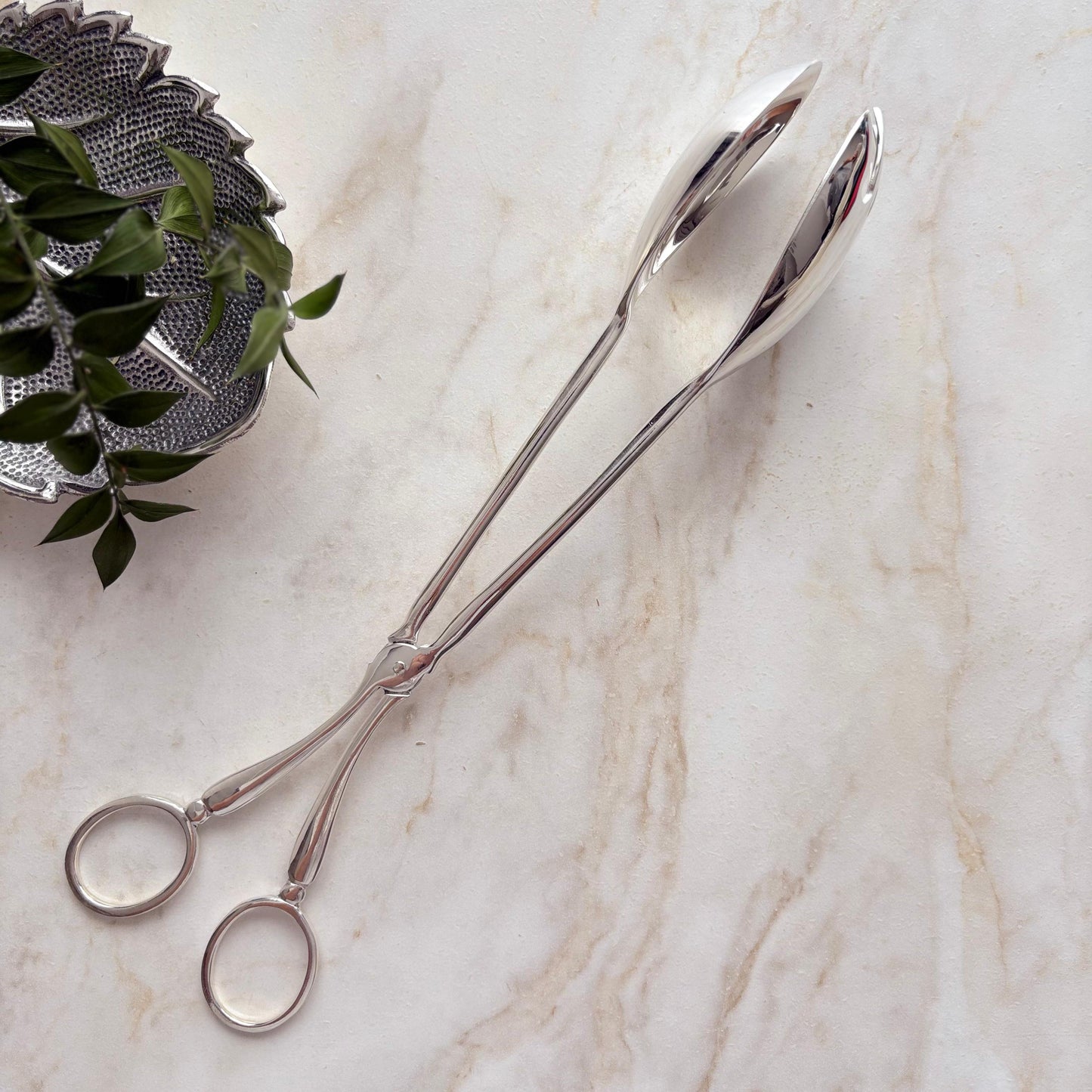 Argento Hane Asimetrik Kaşıklı Gümüş Kaplama Salata Maşası - 21cm