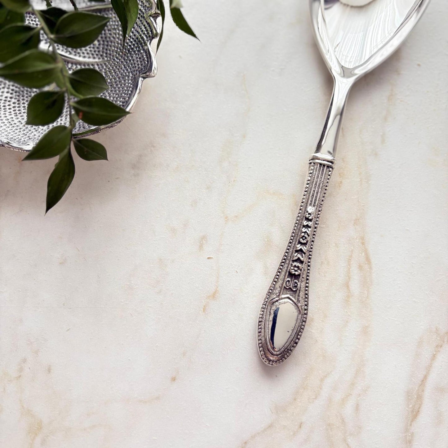 Argento Hane Heritage Motifli Gümüş Kaplama Servis Çatalı - 26cm