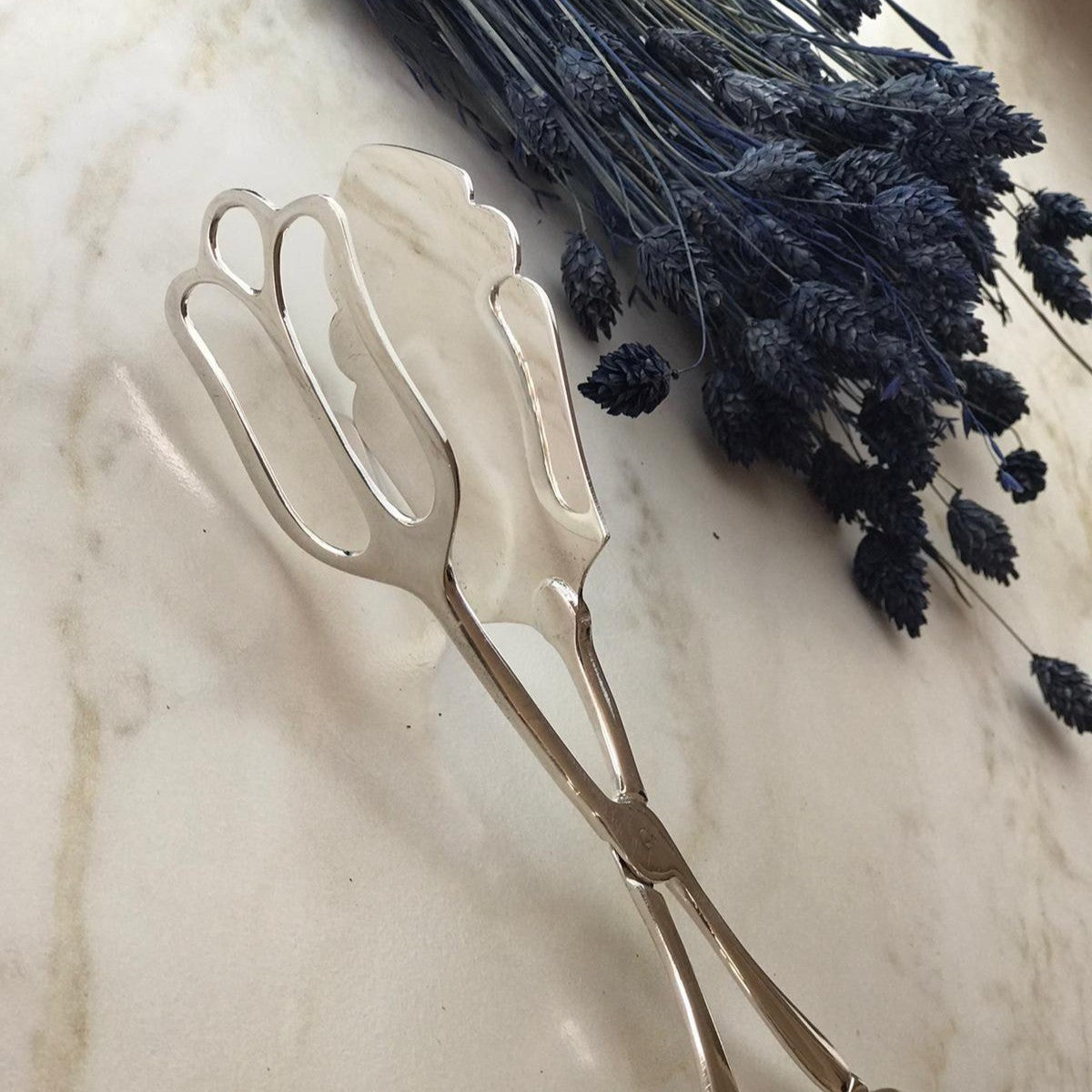 Argento Hane Vintage Detaylı Gümüş Kaplama İkram Maşası - 20cm