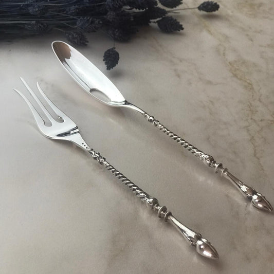 Argento Hane Burmalı Gümüş Kaplama Servis Seti - ( 21cm - 23cm )