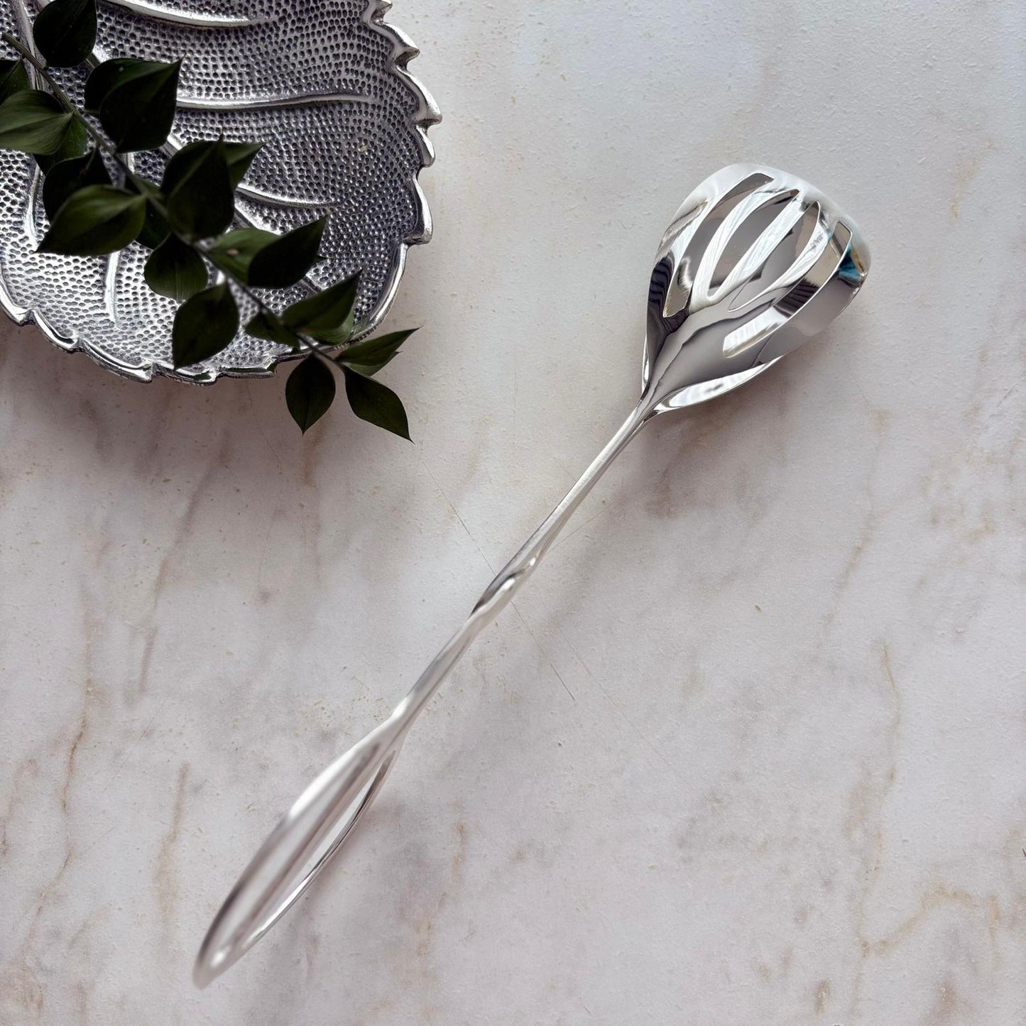 Argento Hane Modern Süzgeçli Gümüş Kaplama Servis Maşası - 24cm