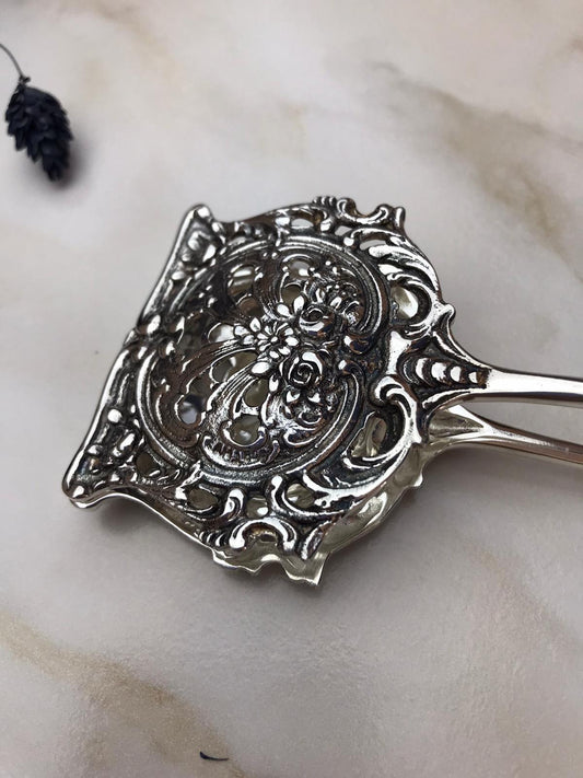 Argento Hane Ajurlu Gümüş Kaplama Klasik İkram Maşası - ( 18cm - 18cm - 18cm )