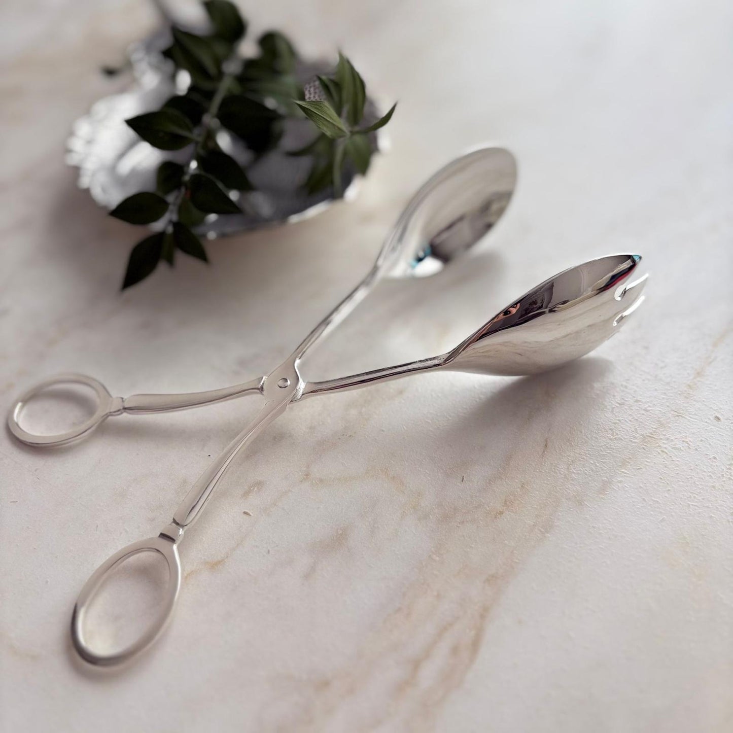 Argento Hane Asimetrik Kaşıklı Gümüş Kaplama Salata Maşası - 21cm