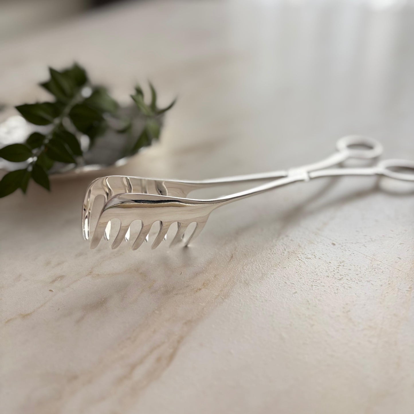 Argento Hane Sade Hatlı Gümüş Kaplama İkram Maşası - ( 19cm - 22cm )