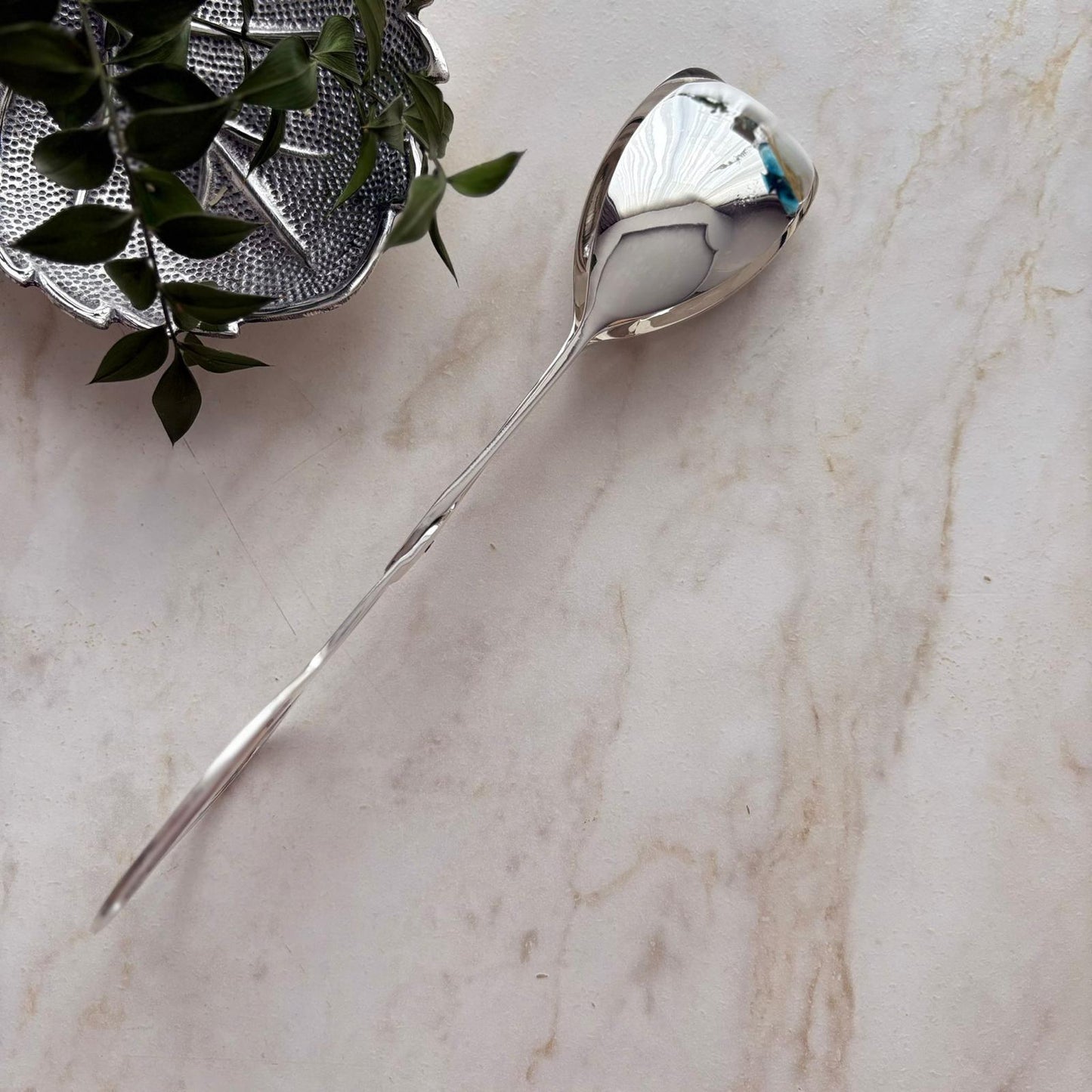 Argento Hane Modern Süzgeçli Gümüş Kaplama Servis Maşası - 24cm