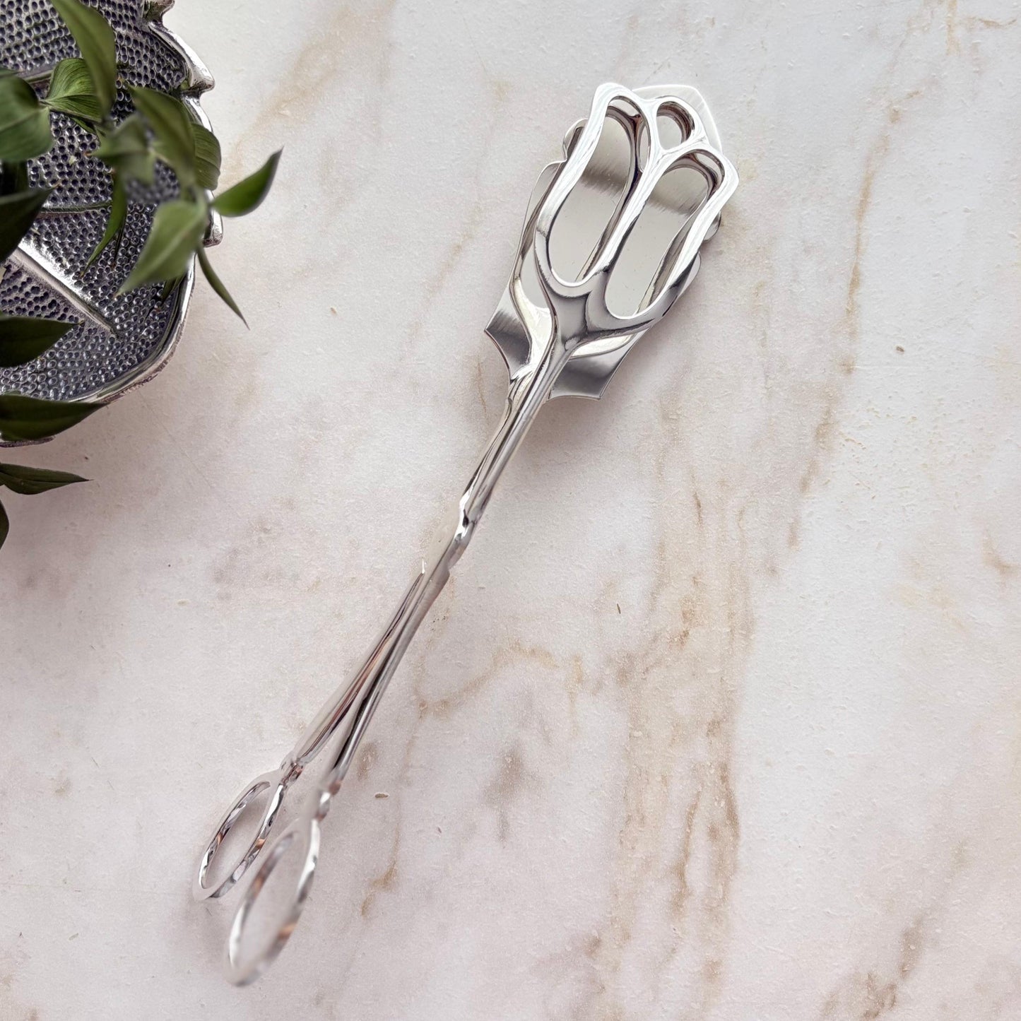 Argento Hane Vintage Detaylı Gümüş Kaplama İkram Maşası - 20cm