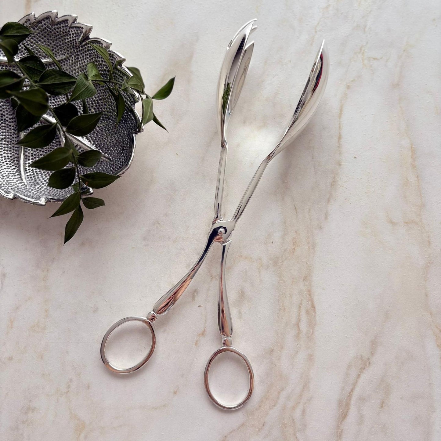 Argento Hane Asimetrik Kaşıklı Gümüş Kaplama Salata Maşası - 21cm