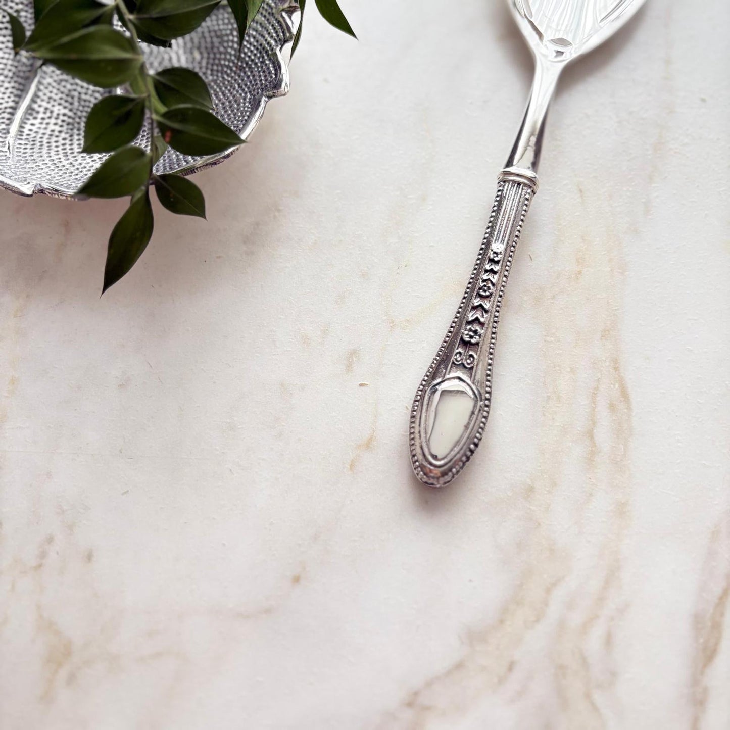 Argento Hane Heritage Motifli Gümüş Kaplama Servis Çatalı - 26cm