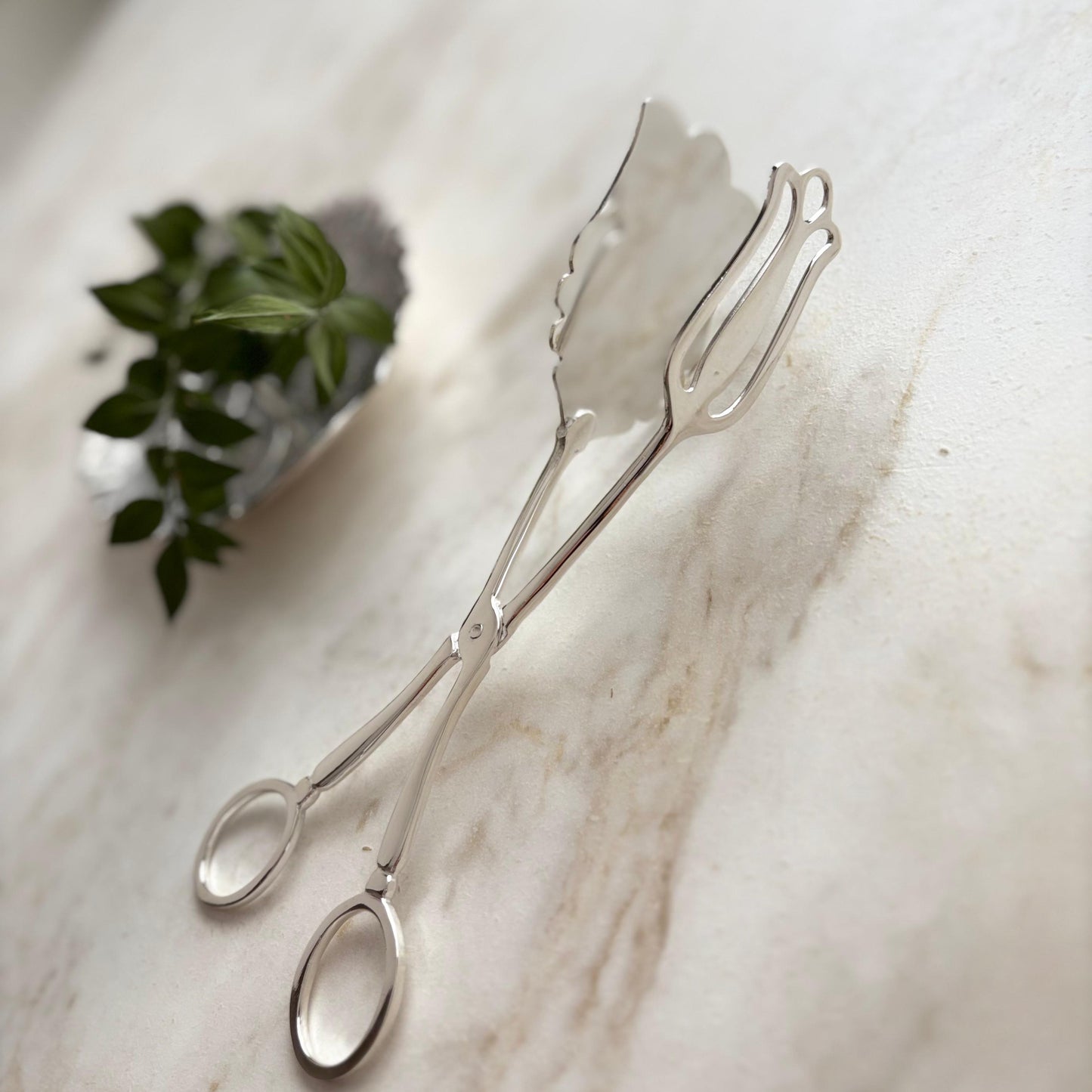 Argento Hane Vintage Detaylı Gümüş Kaplama İkram Maşası - 20cm