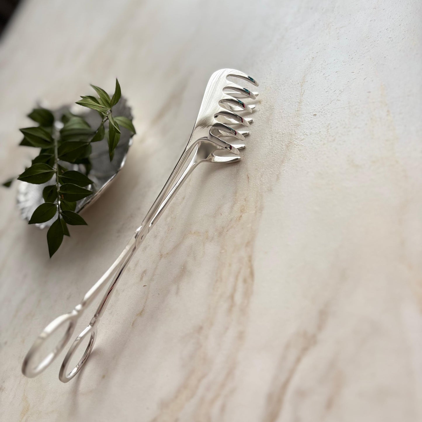 Argento Hane Sade Hatlı Gümüş Kaplama İkram Maşası - ( 19cm - 22cm )