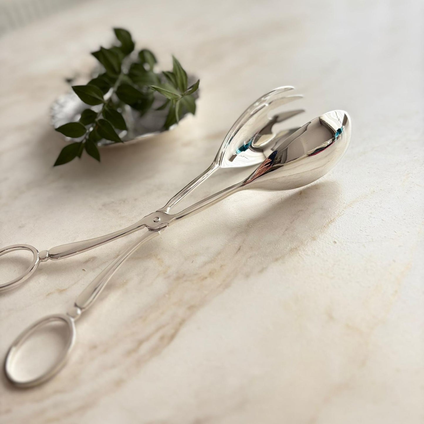 Argento Hane Asimetrik Kaşıklı Gümüş Kaplama Salata Maşası - 21cm