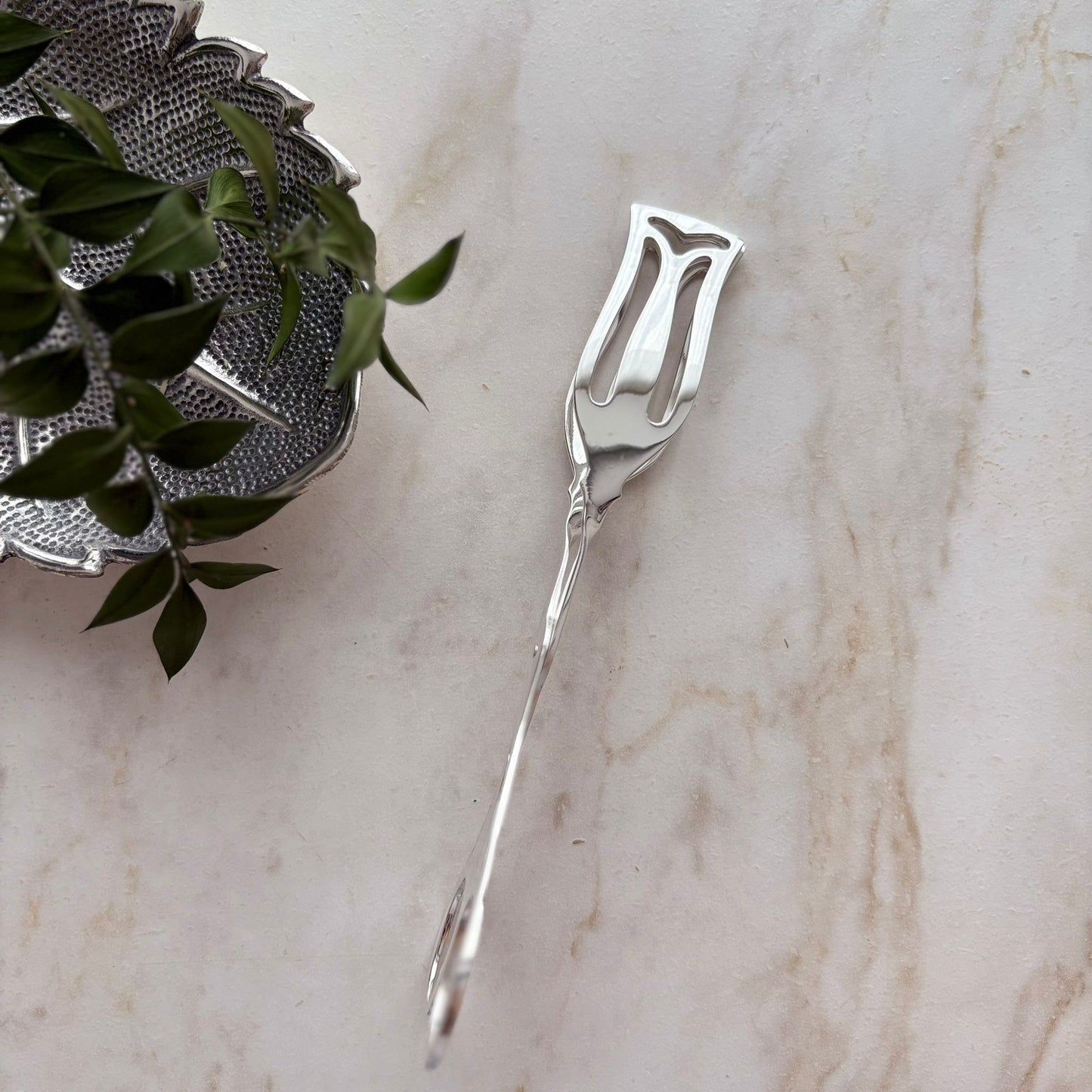 Argento Hane Sade Hatlı Gümüş Kaplama İkram Maşası - ( 19cm - 22cm )