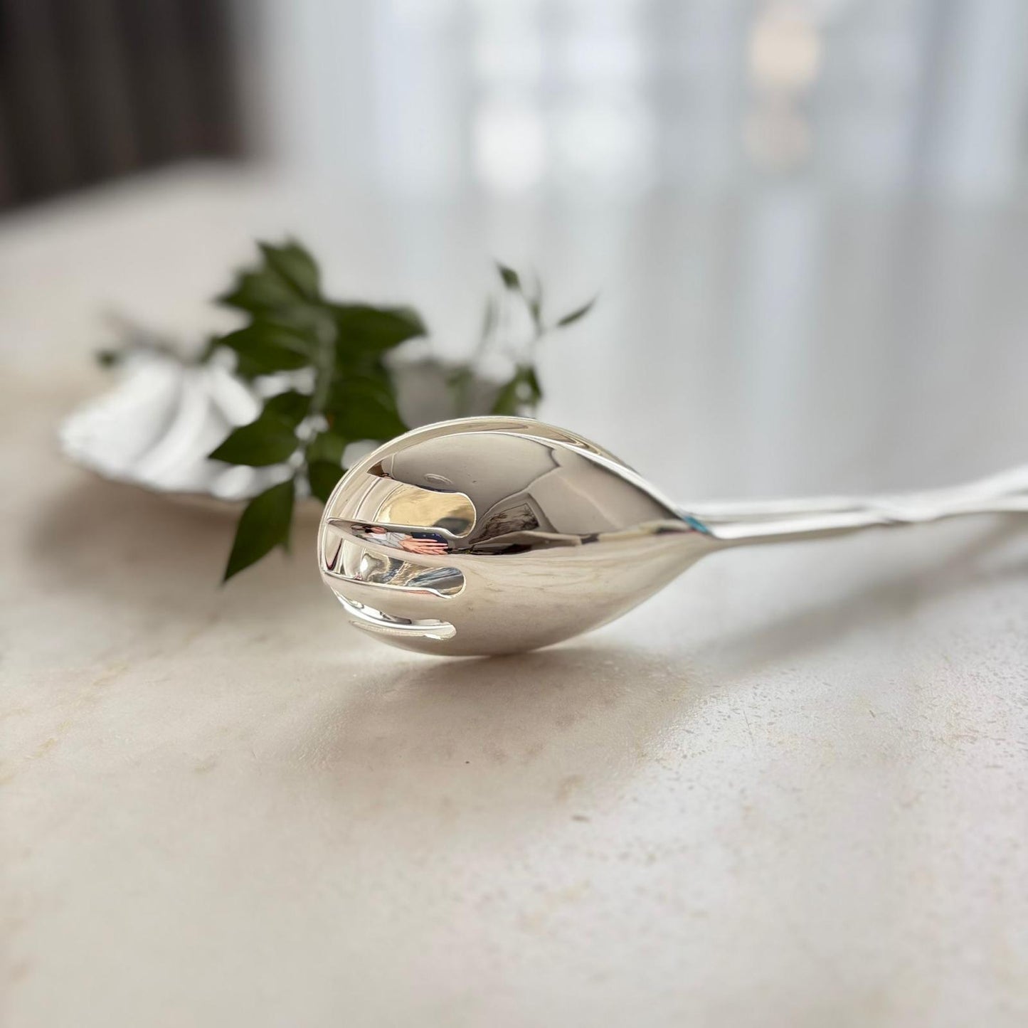 Argento Hane Asimetrik Kaşıklı Gümüş Kaplama Salata Maşası - 21cm
