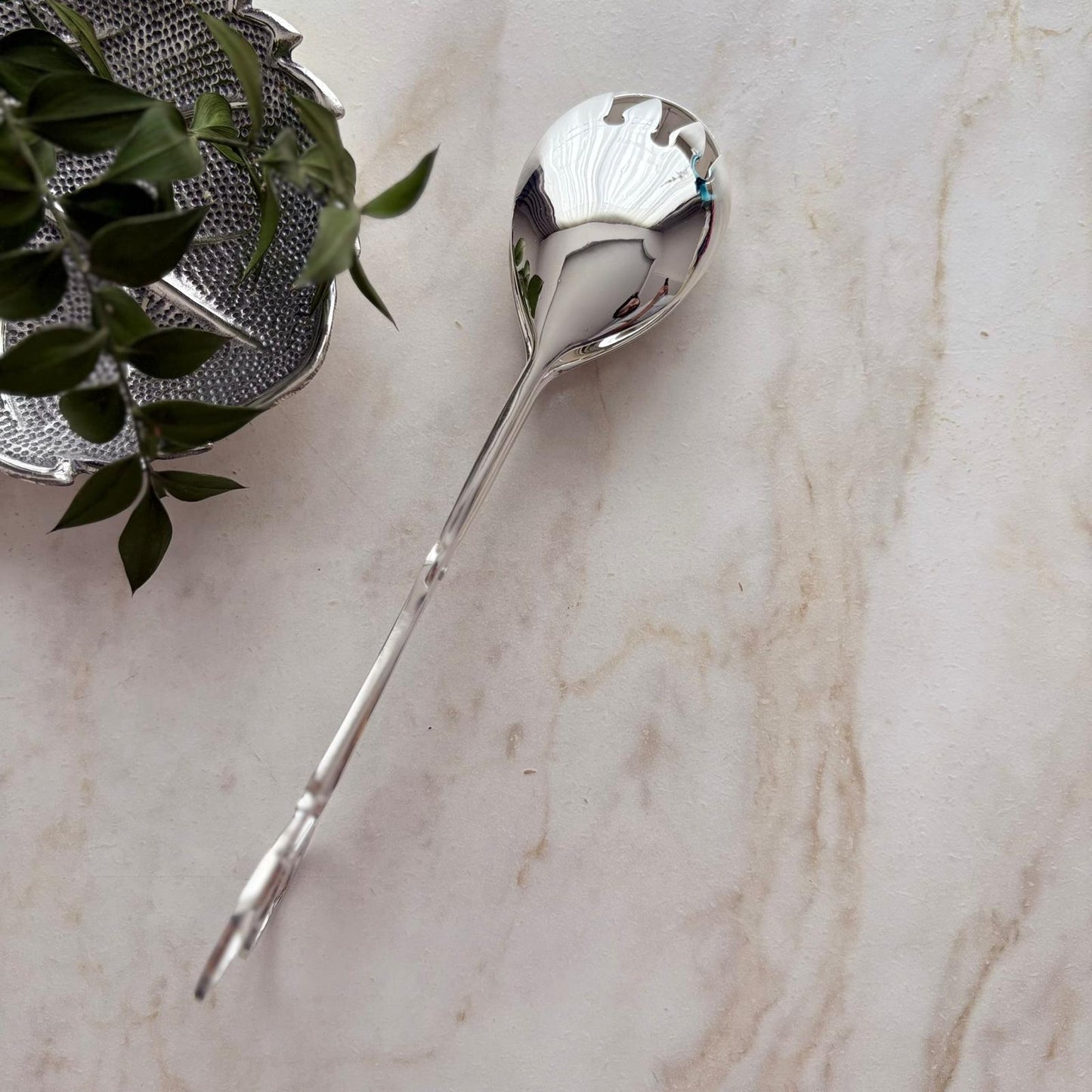 Argento Hane Asimetrik Kaşıklı Gümüş Kaplama Salata Maşası - 21cm
