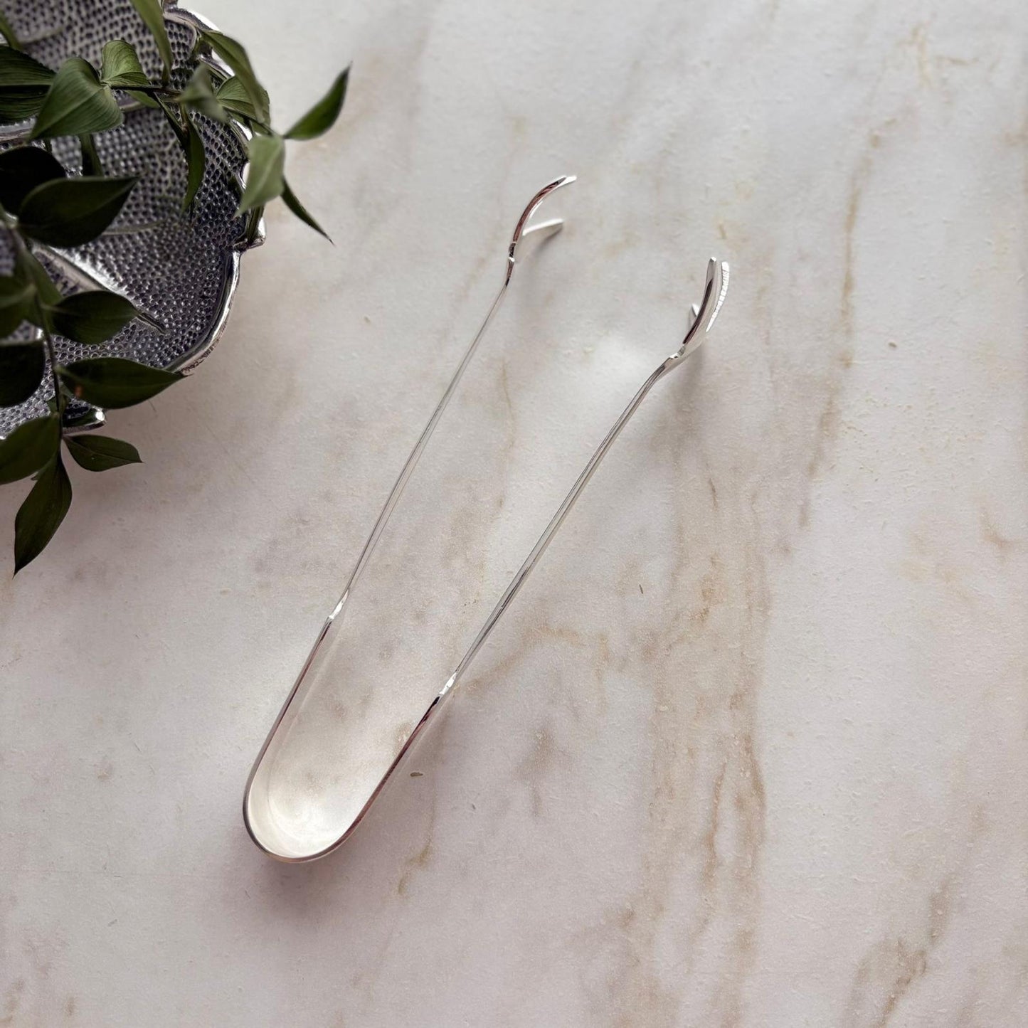 Argento Hane Pirinç Üzeri Has Gümüş Kaplama Pençe Uçlu Servis Maşası - 16 cm